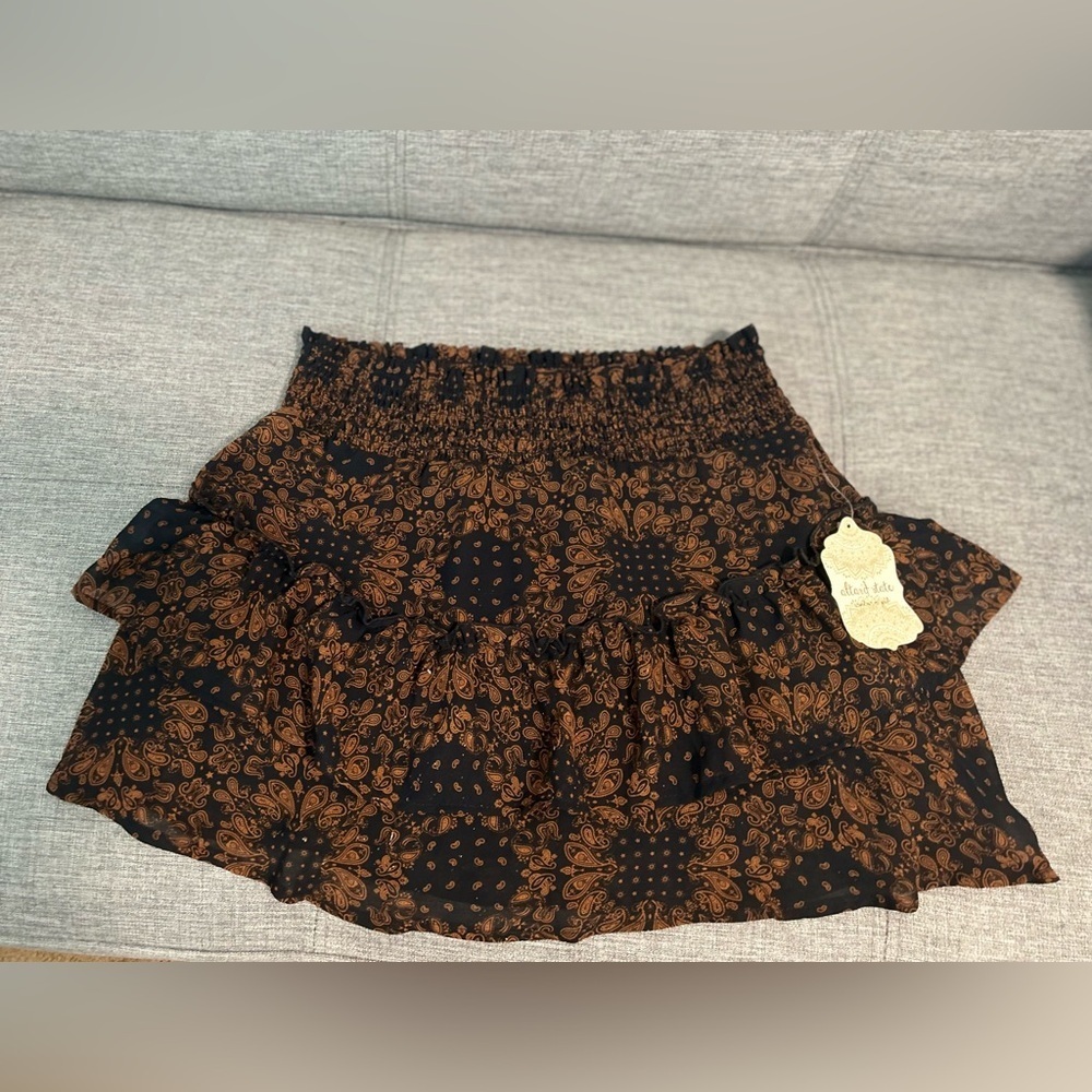 Altar’d State Paisley Smocked Mini Skirt Size Medium Boho NWT - Picture 4 of 7